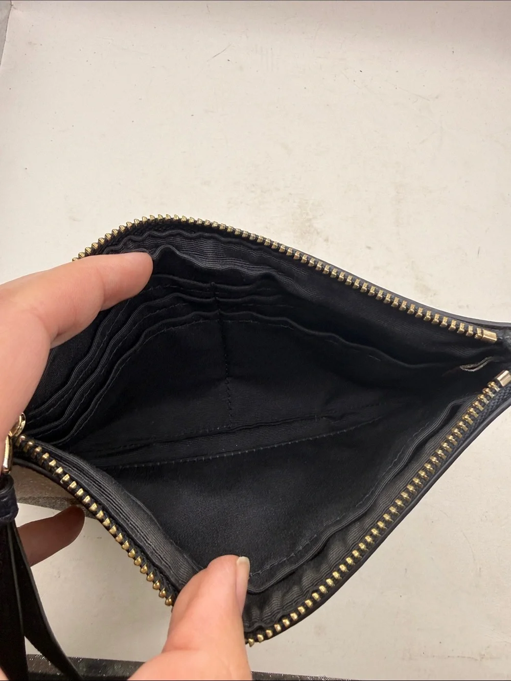 Coach Buffalo Plaid Black Cream Zip Wristlet Clutch Wallet Purse
